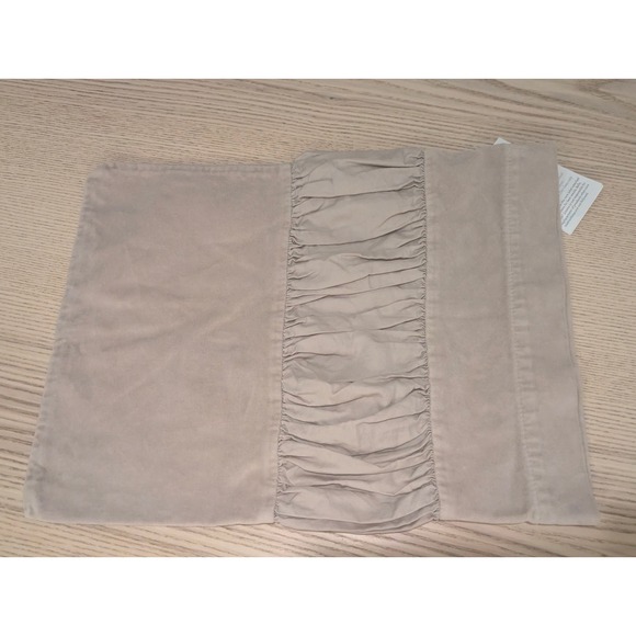 Bella Notte Chloe Boudoir Velvet Tan Decorative Pillow Cover Beige Ruffle Accent - Picture 3 of 6